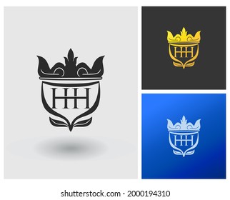 Logo initial HH letter shape with crown and leaf. logo for hotel, cosmetic, salon.