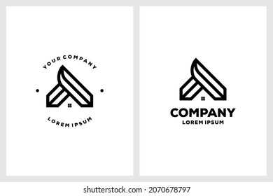 LOGO INITIAL A home, Line Letter Construction Real Estate Home