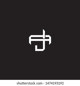 Logo initial JA J A AJ monogram locked style with black and white colors