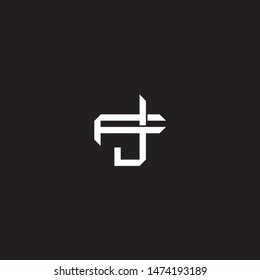 Logo initial JF J F FJ monogram locked style with black and white colors