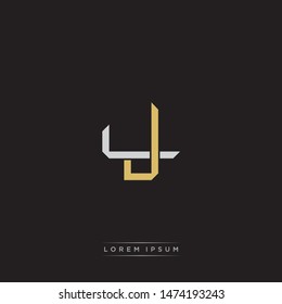 Logo initial JL L J LJ monogram letter vintage style gold and grey colors isolated on black background