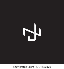 Logo initial JN J N NJ monogram locked style with black and white colors