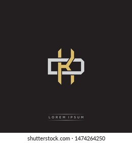 Logo initial KD K D DK monogram letter vintage style gold and grey colors isolated on black background