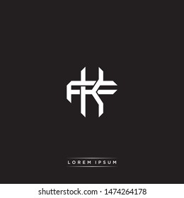 Logo initial KF K F FK monogram locked style with black and white colors