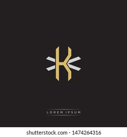 Logo initial KX K X XK monogram letter vintage style gold and grey colors isolated on black background