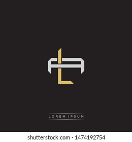 Logo initial LA L A AL monogram letter vintage style gold and grey colors isolated on black background