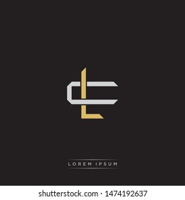 Logo initial LC L C CL monogram letter vintage style gold and grey colors isolated on black background