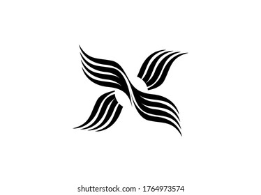 Logo Initial Lette X Abstract Shape Swoosh Style Wing Symbol