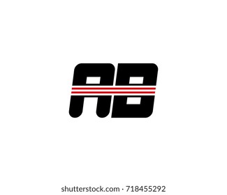 The logo of the initial letter AB, black red line