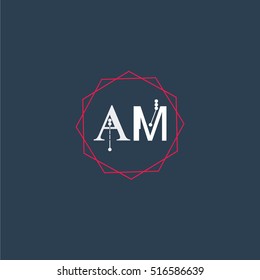 am logo initial Letter, Abstract Polygonal Background Logo, design for Corporate Business Identity,flat icon Alphabet letter