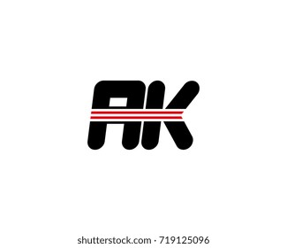 The logo of the initial letter AK, black red line