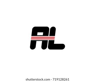 The logo of the initial letter AL, black red line