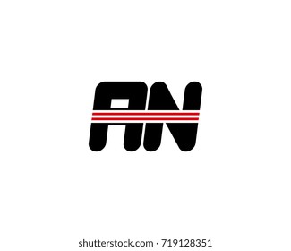 The logo of the initial letter AN, black red line