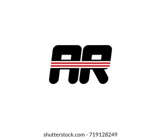 The logo of the initial letter AR, black red line