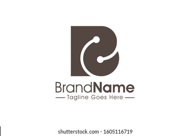 logo initial letter b concept for connecting technology etc