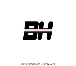 The logo of the initial letter BH, black red line