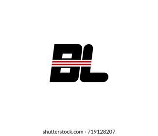 The logo of the initial letter BL, black red line