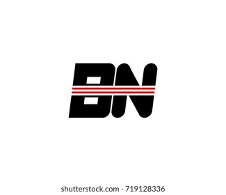 The logo of the initial letter BN, black red line