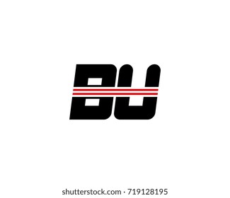 The logo of the initial letter BU, black red line