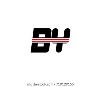 The logo of the initial letter BY, black red line