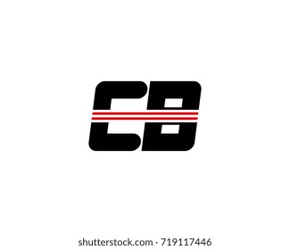 The logo of the initial letter CB, black red line