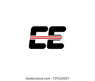 The logo of the initial letter CE, black red line