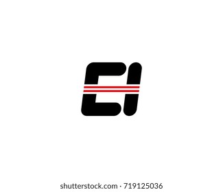 The logo of the initial letter CI, black red line