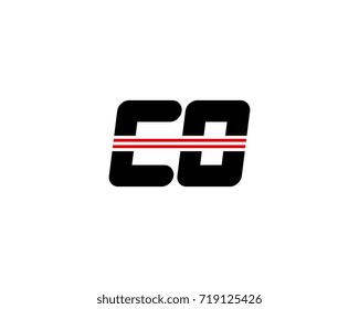 The logo of the initial letter CO, black red line