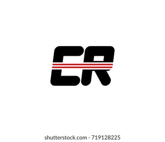 The logo of the initial letter CR, black red line