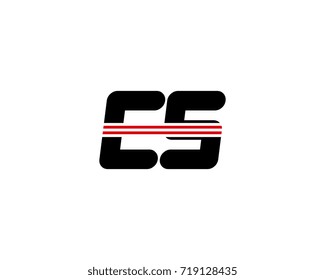 The logo of the initial letter CS, black red line