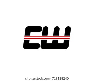 The logo of the initial letter CW, black red line