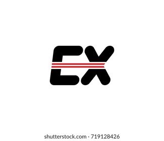 The logo of the initial letter CX, black red line