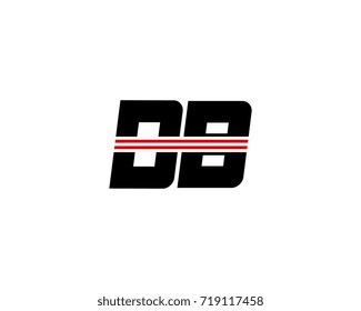 The logo of the initial letter DB, black red line