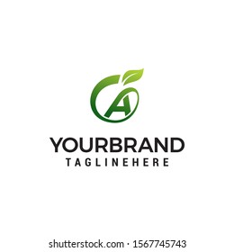 A logo initial letter design template vector with leaf fruit logo design concept template