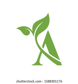 A logo initial letter design template vector with leaf combination
