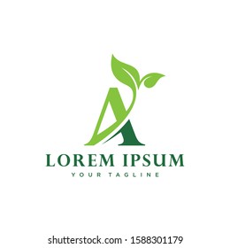 A logo initial letter design template vector with leaf combination
