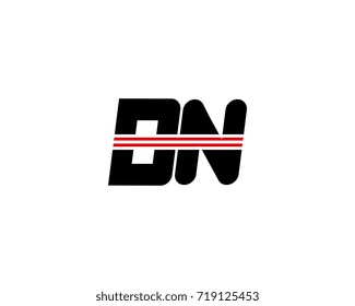 The logo of the initial letter DN, black red line