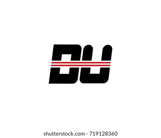 The logo of the initial letter DU, black red line
