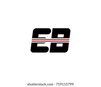 The logo of the initial letter EB, black red line