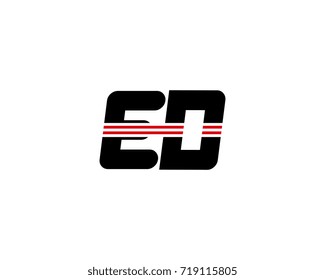 The logo of the initial letter ED, black red line