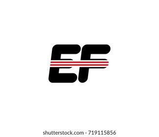 The logo of the initial letter EF, black red line