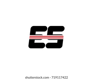 The logo of the initial letter ES, black red line