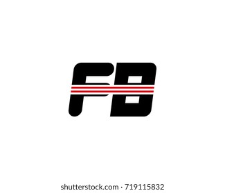 The logo of the initial letter FB, black red line