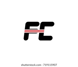 The logo of the initial letter FC, black red line