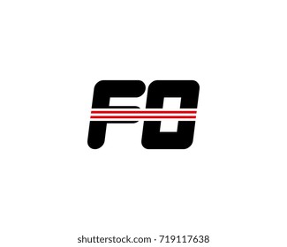 The logo of the initial letter FO, black red line