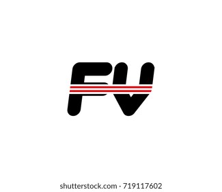 The logo of the initial letter FV, black red line