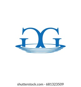 Logo Initial letter GG appears surface