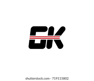 The logo of the initial letter GK, black red line
