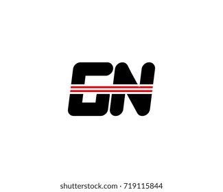 The logo of the initial letter GN, black red line