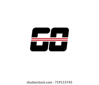 The logo of the initial letter GO, black red line